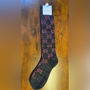 Luxury Black & Pink Gucci Knee High Socks